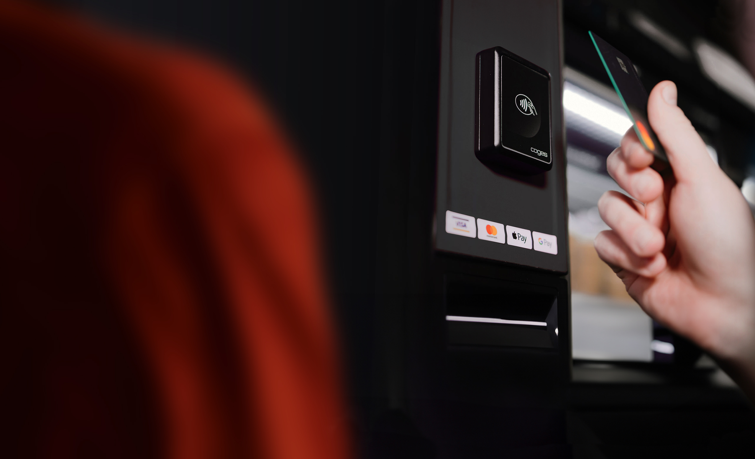 Credit card reader on vending machine