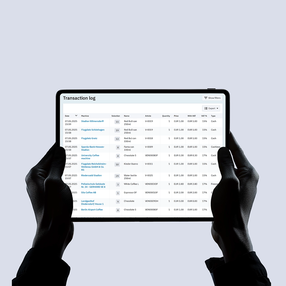 Loyalty app Vendon Cloud on tablet