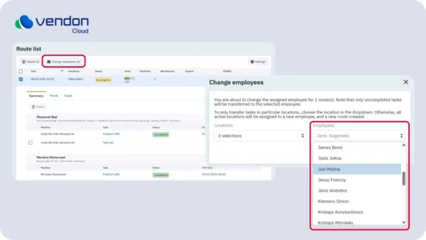 Vendon Cloud route planning preview